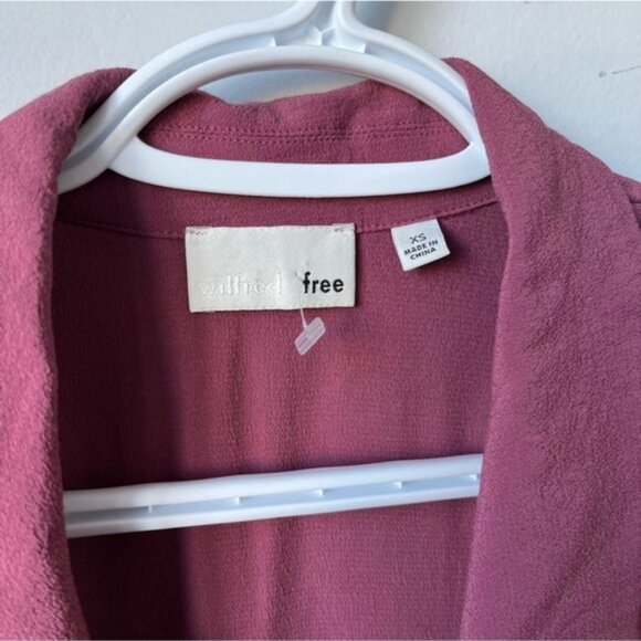 Wilfred Free Tie Front Mauve Button Up Blouse XS - Picture 8 of 10